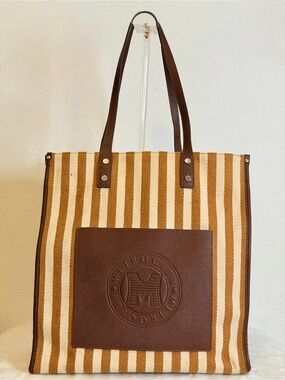 Metrocity Striped Brown and Cream Tote Bag